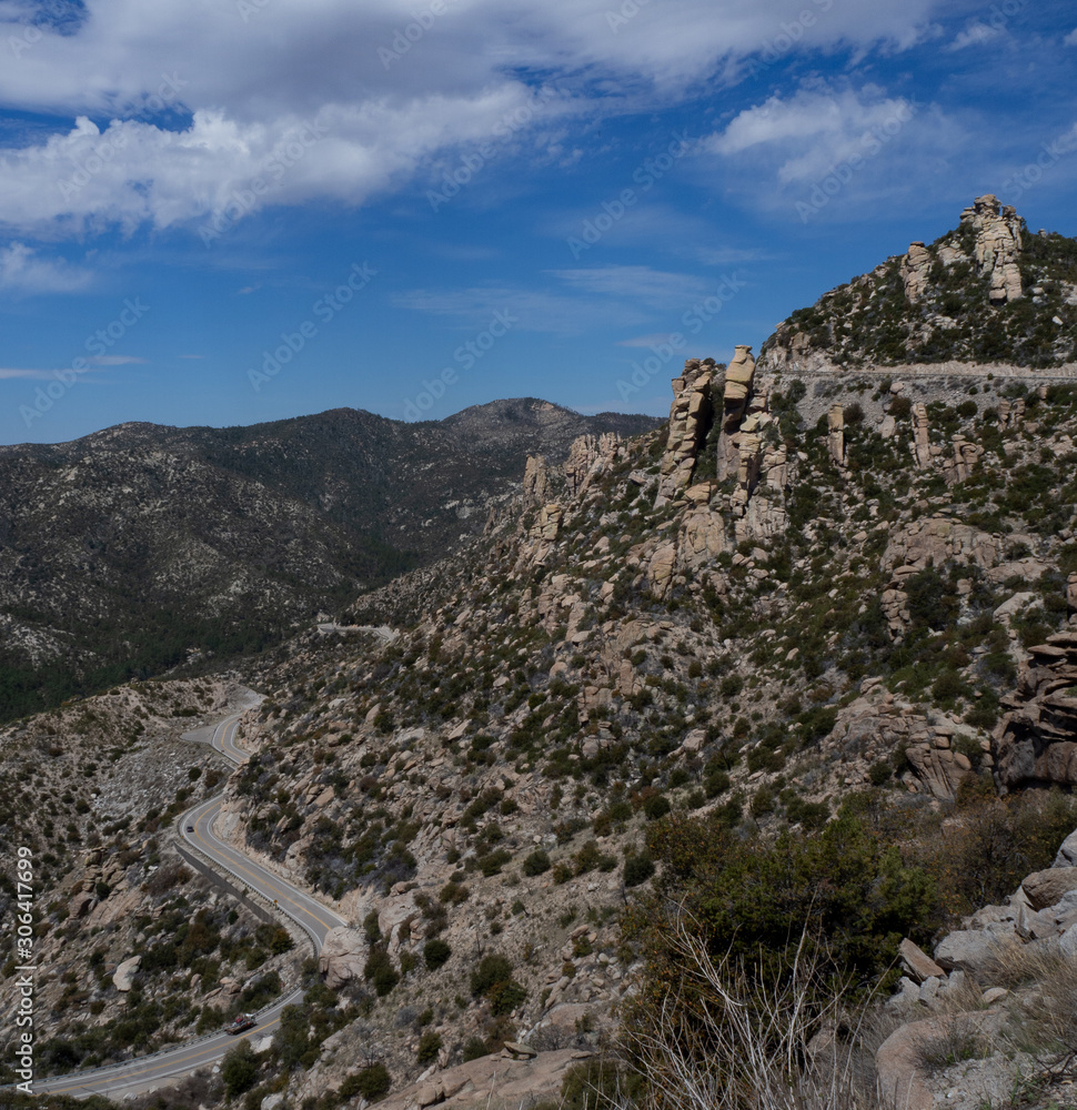 Viewpoint scene on Mount Lemmon Scenic Highway in Tucson Arizona