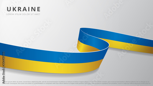 Flag of Ukraine. Realistic wavy ribbon with ukrainian flag colors. Graphic and web design template. National symbol. Independence day poster. Abstract background. Vector illustration.