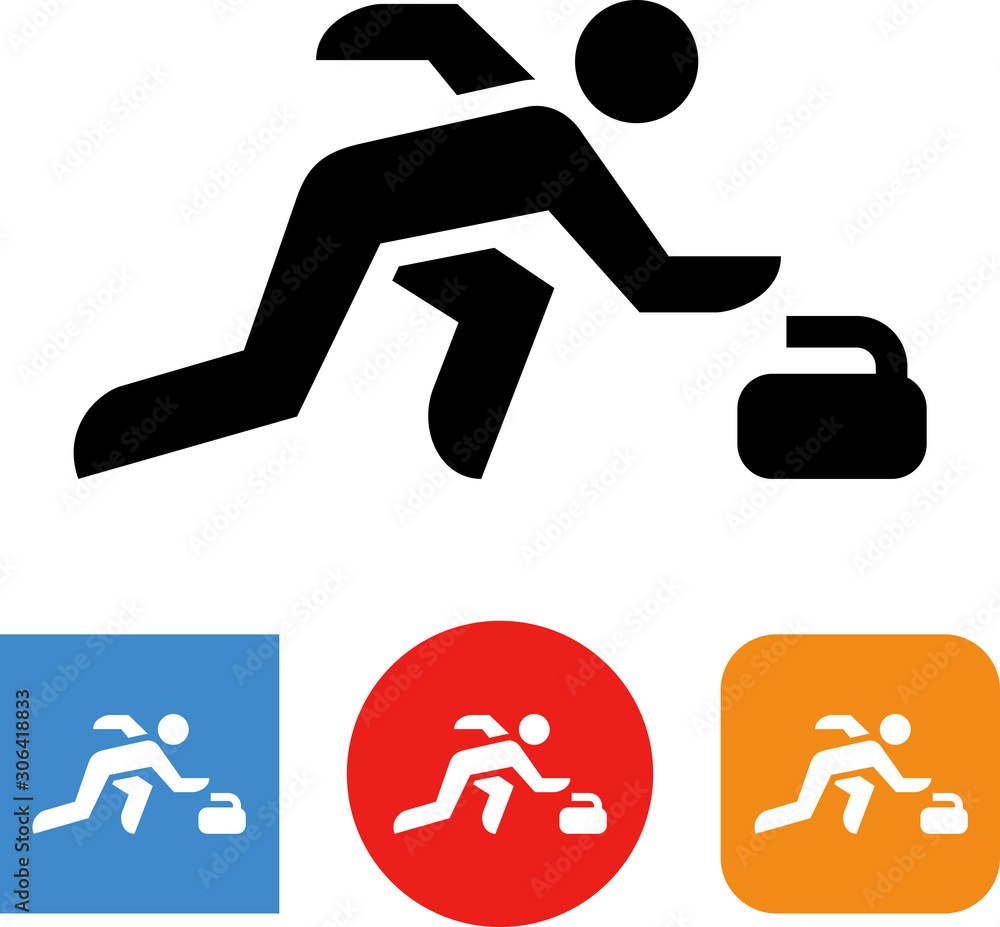 Person Throwing Curling Stone Vector Icon Person Throwing Curling Stone Vector Icon