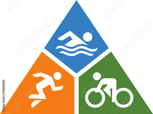Canvas Print Triathlon Swim Bike Run Vector Icon