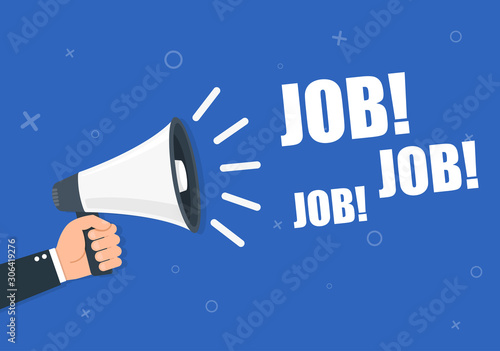 Hand holding megaphone - Job vector