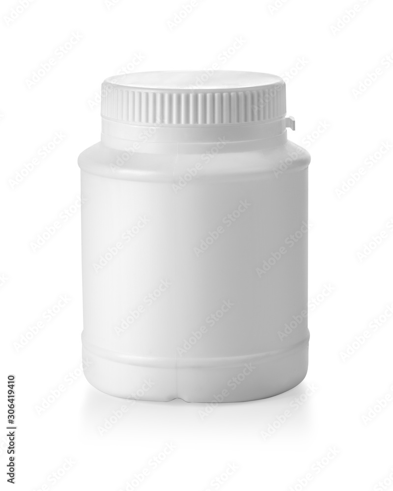 white plastic jar isolated white plastic jar isolated