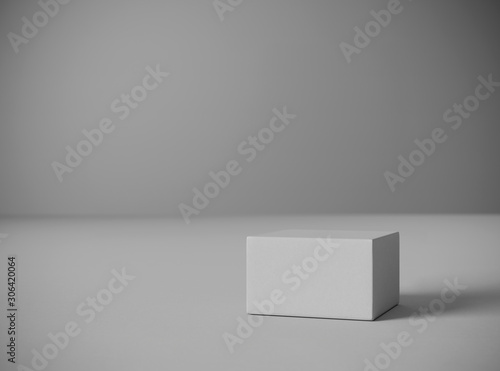 Minimal background for branding and packaging presentation. Grey color podium on grey background. 3d rendering illustration. © 3DJustincase