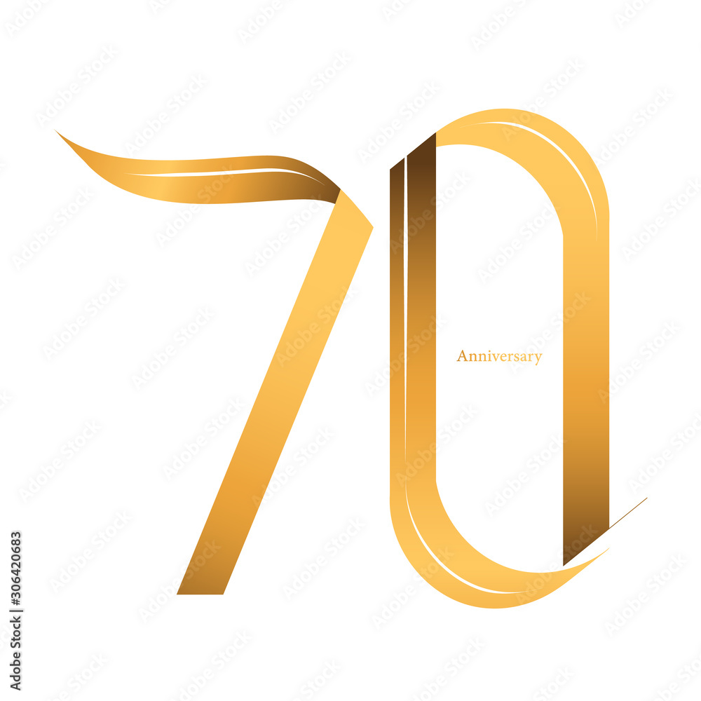 70 Anniversary celebration design, luxurious golden color 70 years