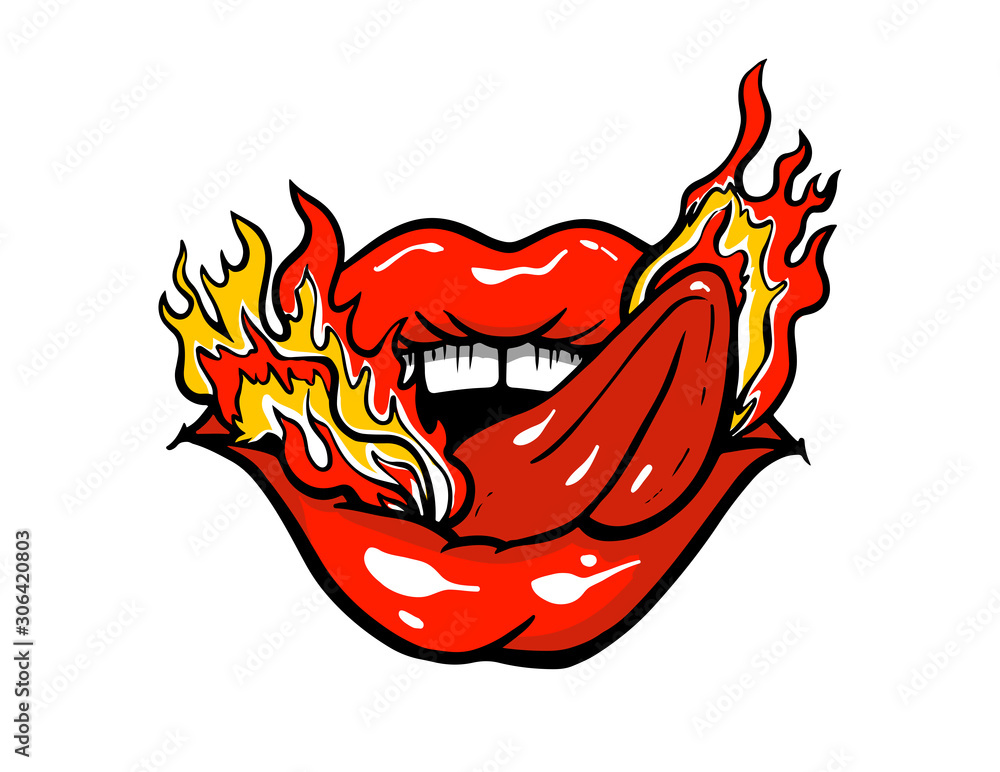 mouth with sticking out tongue and fire Stock Vector Adobe Stock