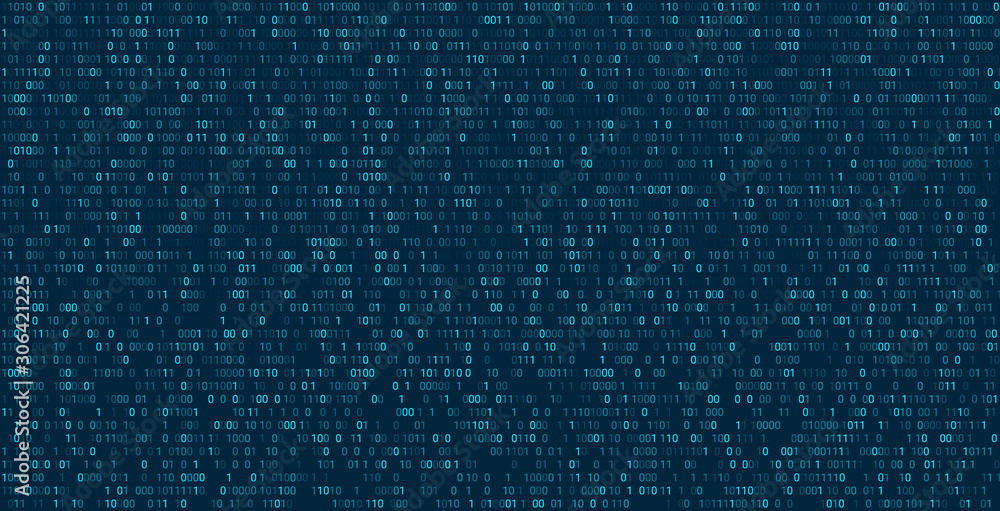 Matrix abstract background with binary numbers. Futuristic background with code or data, vector matrix wallpaper illustration.