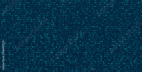 Matrix abstract background with binary numbers. Futuristic background with code or data, vector matrix wallpaper illustration.