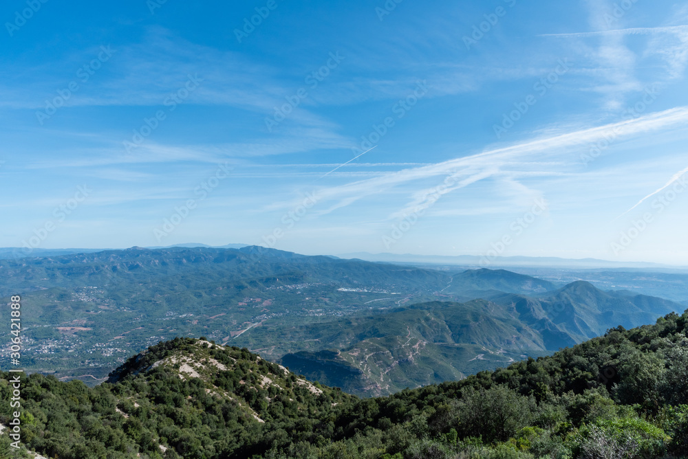 Scenic aerial Montserrat vista near Barcelona, Catalonia