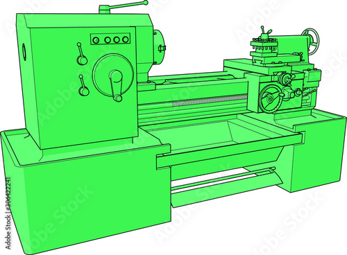 Lathe machine lossless vector illustration industrial equipment
