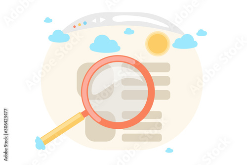 Idea of internet activity in cartoon style. Search for information on the Internet. Vector illustration.
