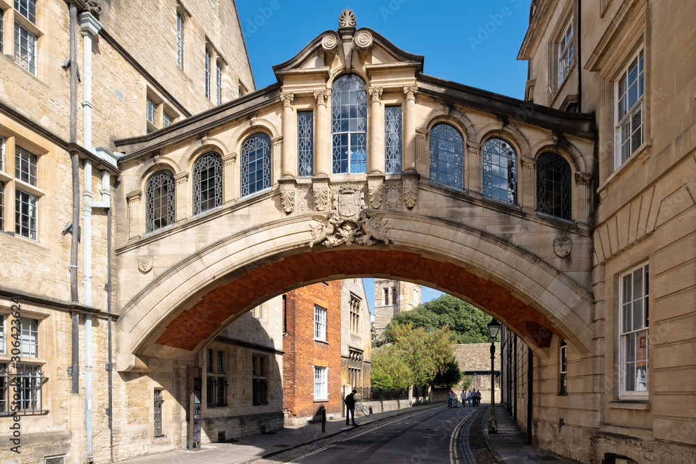 The Bridge of Sighs at the city of Oxford in England