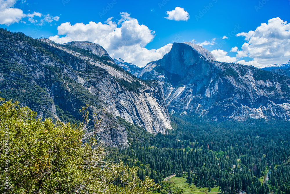 Steep cliffs of mountains in Yosemite National Park, California, USA