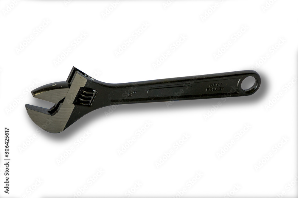 Black adjustable wrench. Hand tools isolated on white background Black adjustable wrench. Hand tools isolated on white background