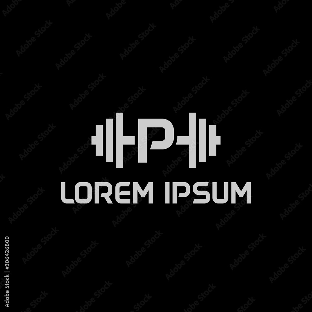 stock design vector initial letter p fitness icon logo template stock design vector initial letter p fitness icon logo template
