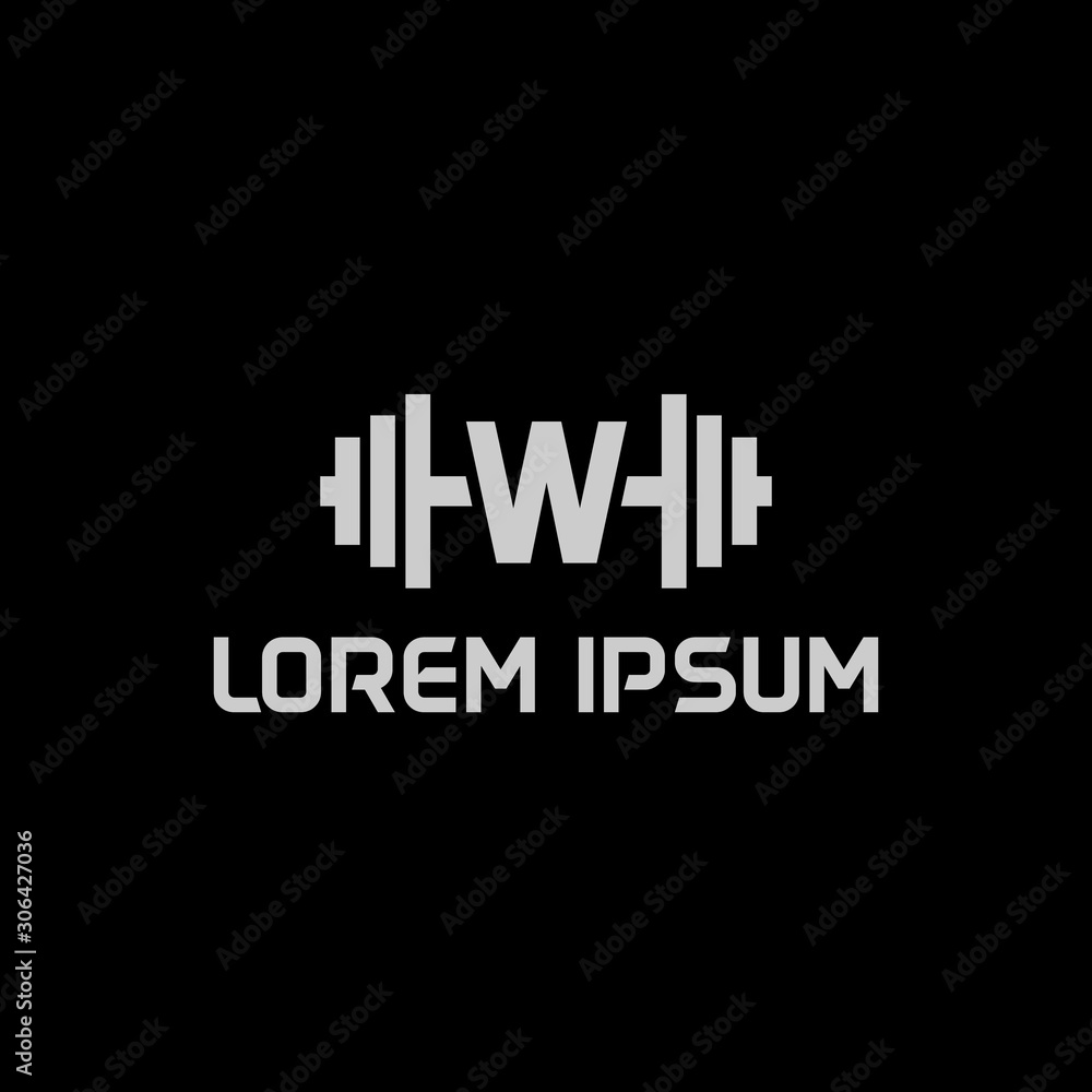 stock design vector initial letter w fitness icon logo template stock design vector initial letter w fitness icon logo template