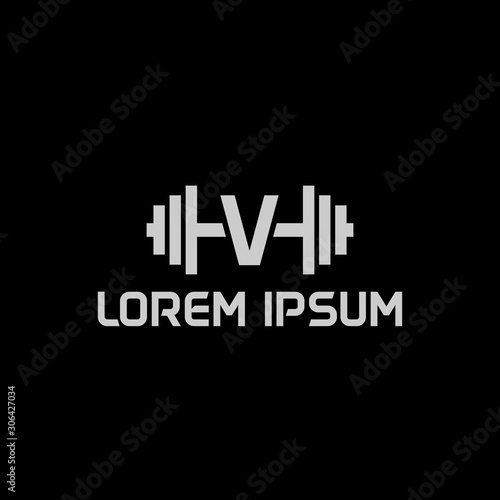 stock design vector initial letter v fitness icon logo template