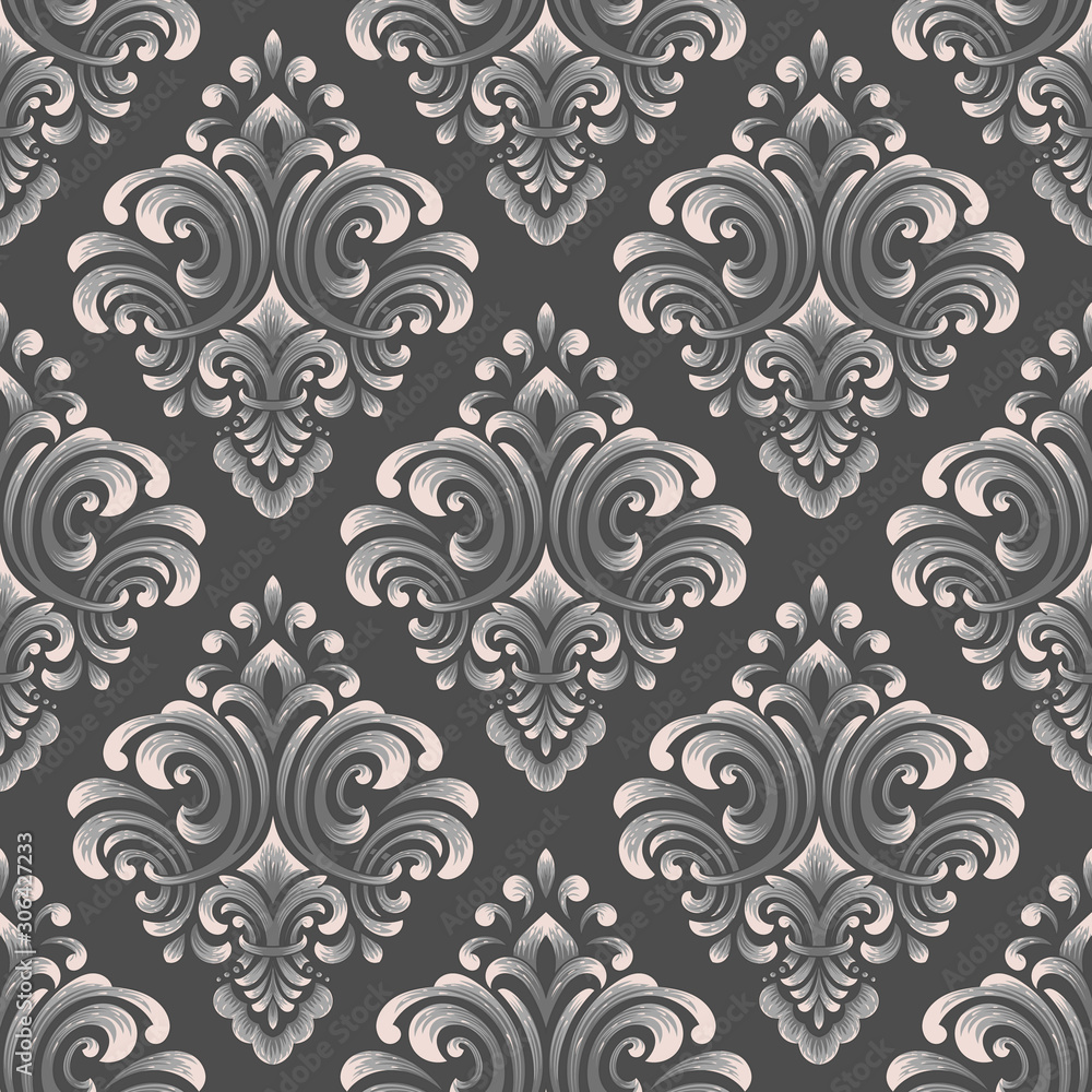 Vector damask seamless pattern background. Classical luxury old fashioned damask ornament, royal victorian seamless texture for wallpapers, textile, wrapping. Exquisite floral baroque template. Vector damask seamless pattern background. Classical luxury old fashioned damask ornament, royal victorian seamless texture for wallpapers, textile, wrapping. Exquisite floral baroque template.