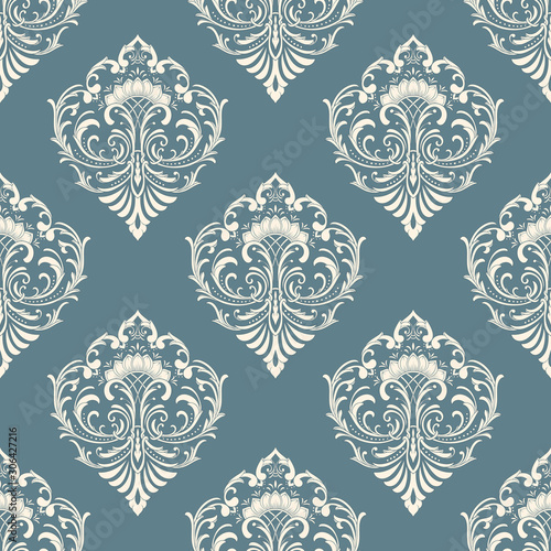 Vector damask seamless pattern background. Classical luxury old fashioned damask ornament  royal victorian seamless texture for wallpapers  textile  wrapping. Exquisite floral baroque template.