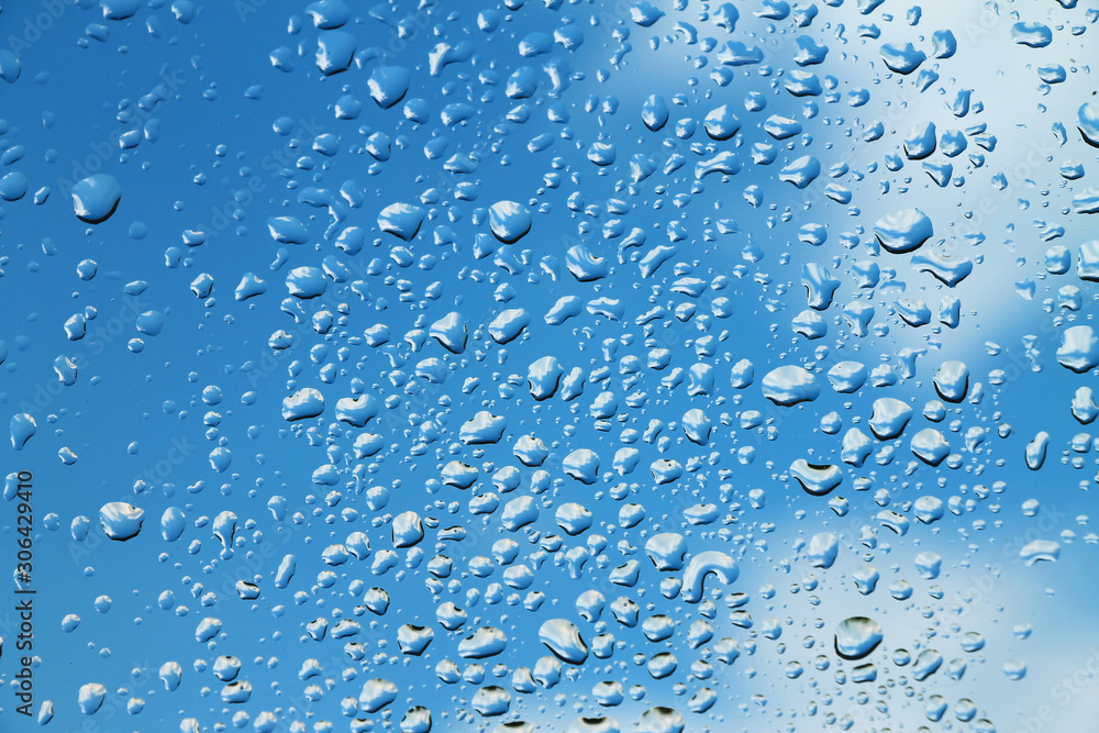 Water drops on blue background