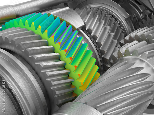 3D rendering - FEA on metallic gear