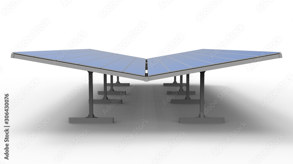 Fototapeta premium 3D rendering - modern solar panel parking area