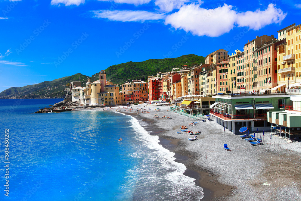Landmarks of Italy , Italian summer holidays - beautiful coastal Camogli town in Liguria