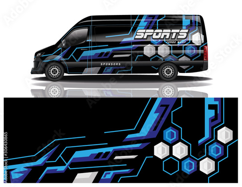 van car decal wrap design vector