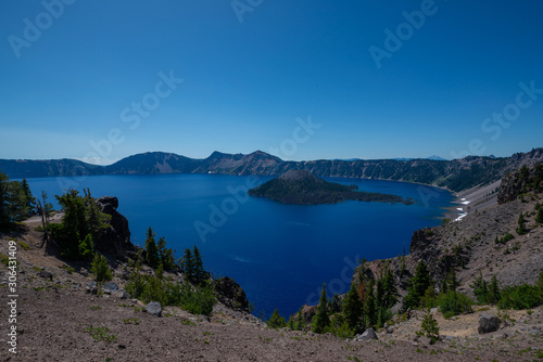 Panorama near Pumice Point of Crater Lake in Oregon