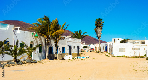 popular street view of Caleta del Sebo city, the "capital" of La Graciosa Island © szmuli