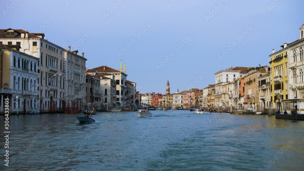 Venice and the famous Grand Canal by boat during the day. Venetian architecture and panorama during the Carnival of Venice. Venice and the famous Grand Canal by boat during the day. Venetian architecture and panorama during the Carnival of Venice.