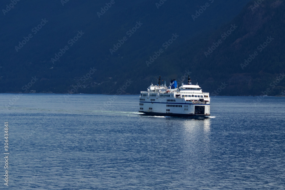 A large ferry coming back home on the Pacific Ocean, BC, Canada