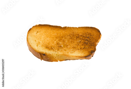 burnt toast on a white background isolated