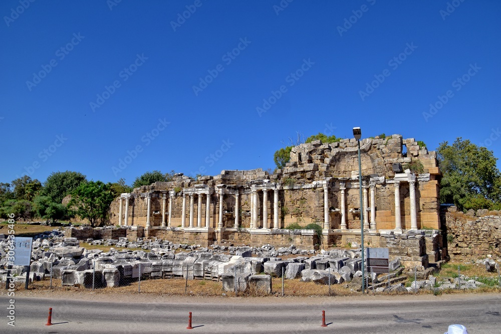  antique ruins in the warm summer sun in a Turkish city in Asia Side