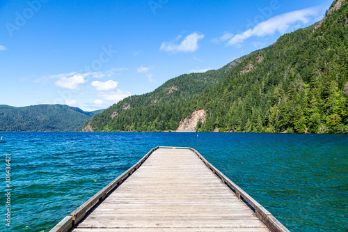 Looking out over a jetty at Lake Crescent, in Olympic National Park, Washington © lemanieh