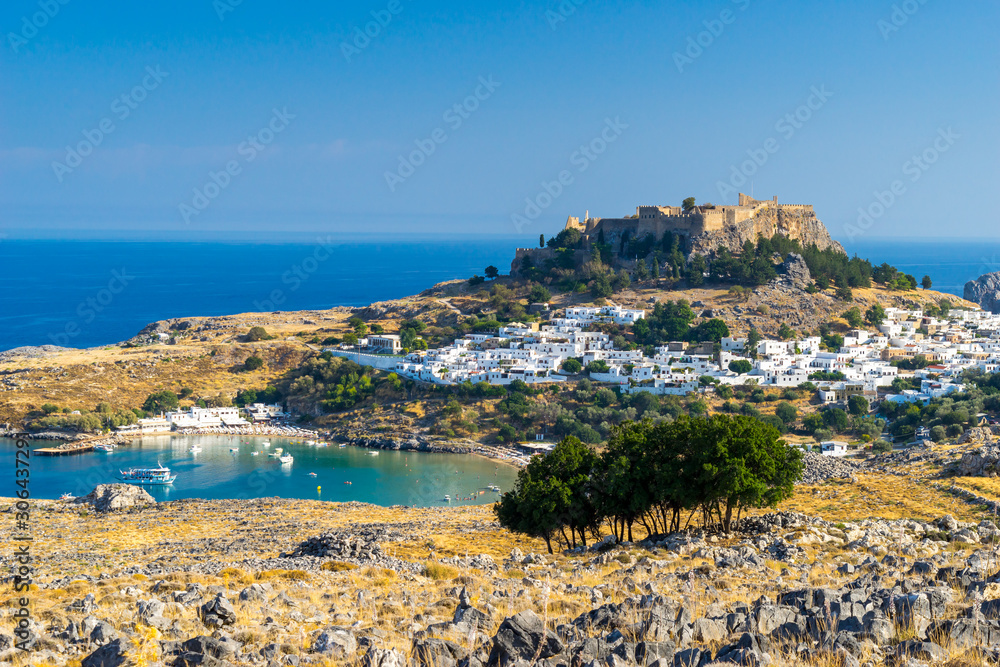 Overlooking Lindos on the Greek Island of Rhodes Greece Europe