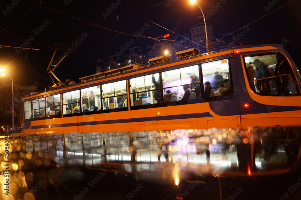 tram at night