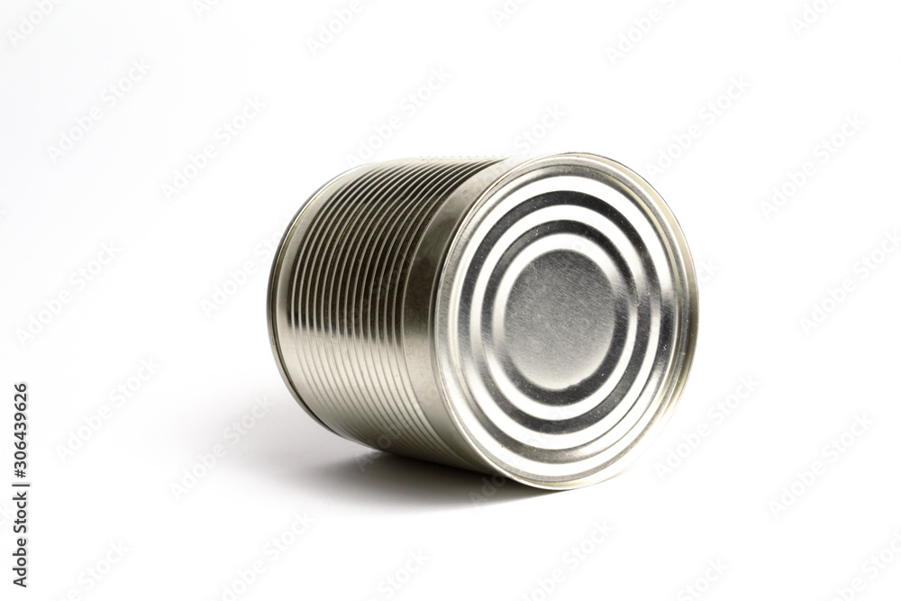 Steel canned tin can on a white background..Mockap Steel canned tin can on a white background..Mockap