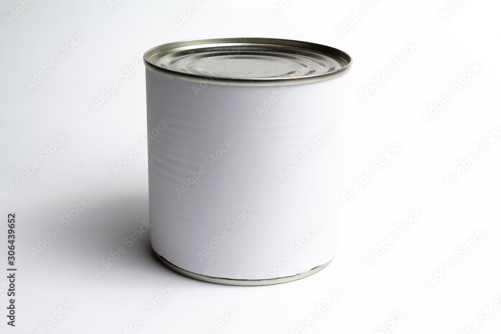 Steel canned tin can on a white background..Mockap Steel canned tin can on a white background..Mockap