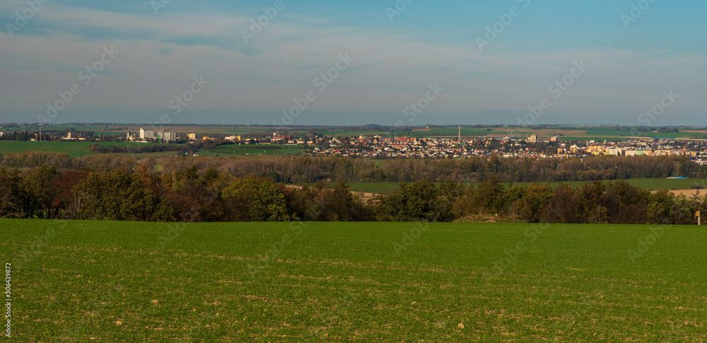 Opava town with rural landscape around in Czech republic