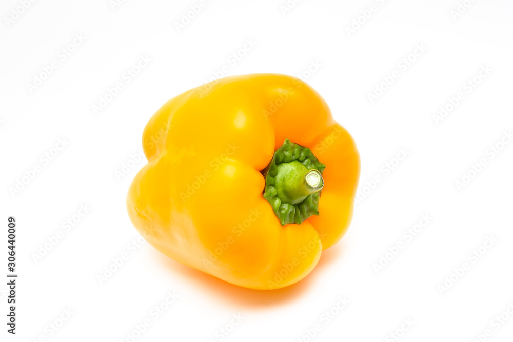 Yellow ripe bell pepper, sweet pepper on a white background Yellow ripe bell pepper, sweet pepper on a white background