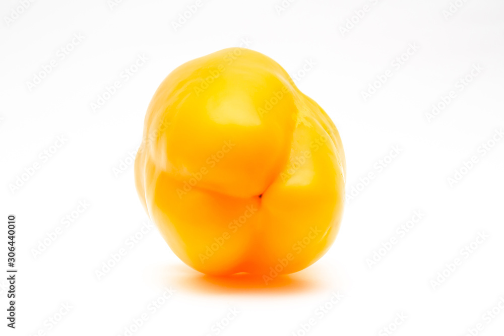 Yellow ripe bell pepper, sweet pepper on a white background Yellow ripe bell pepper, sweet pepper on a white background