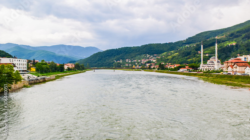 Cityscape Visegrad on the banks of the Drina River, Bosnia and Herzegovina.