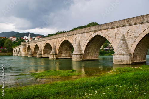 The Mehmed Pasa Sokolovic Bridge over the Drina River, Bosnia and Herzegovina.