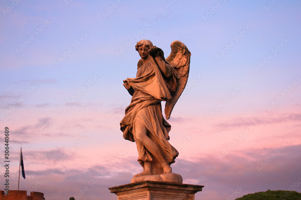 Naklejka premium Historic Saint Angel bridge in Rome 
