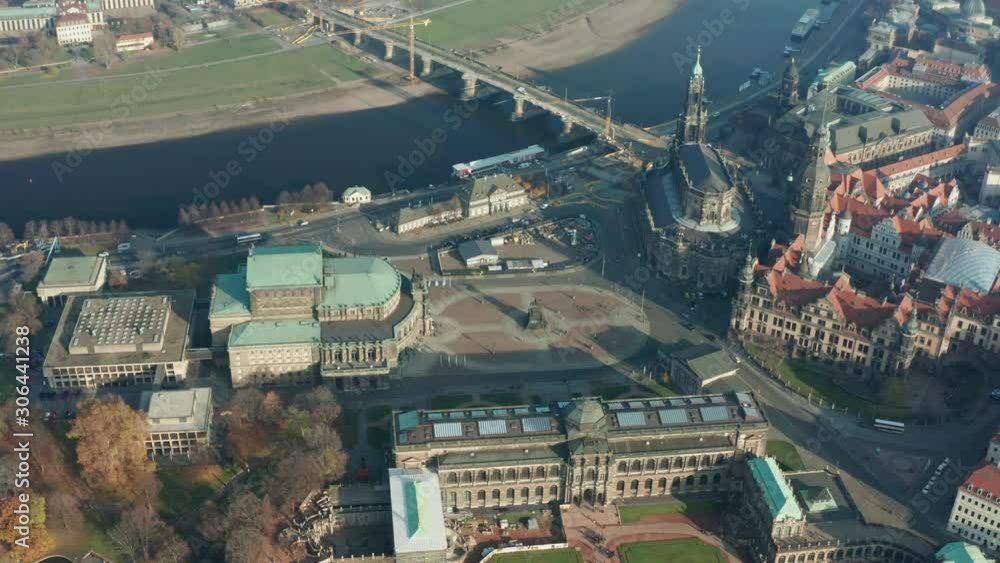Dresden is a city in Germany, the administrative center of Saxony, on the river Elbe. It is one of the largest centers of industry, transport and culture in Germany. Drone view Dresden is a city in Germany, the administrative center of Saxony, on the river Elbe. It is one of the largest centers of industry, transport and culture in Germany. Drone view