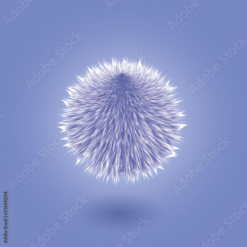 Cute realistic hair fur ball. Vector illustration  made in 3d style. Colorful toy isolated on background 