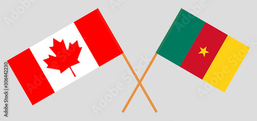 Crossed flags of Cameroon and Canada