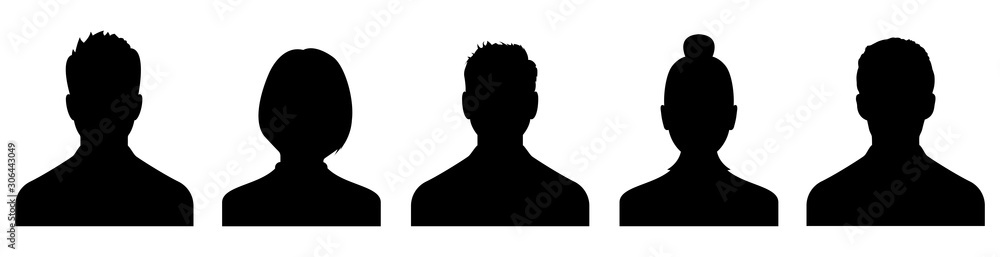 Male and female head silhouettes avatar, profile icons. Vector Stock ...