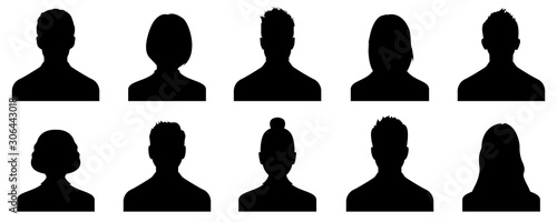 Fotografie, Obraz Male and female head silhouettes avatar, profile icons. Vector