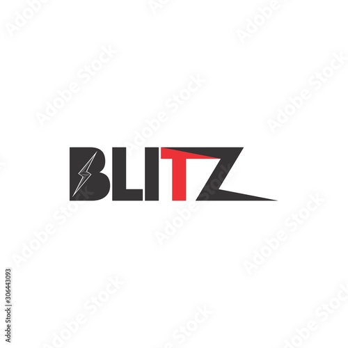BLITZ letter with lightning storm logo design vector photo